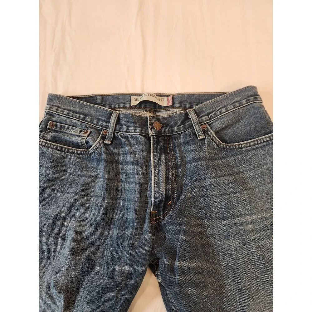 Levis 514 Slim Straight Jeans Mens 34x32‎ Medium Wash Blue Denim Rugged Casual